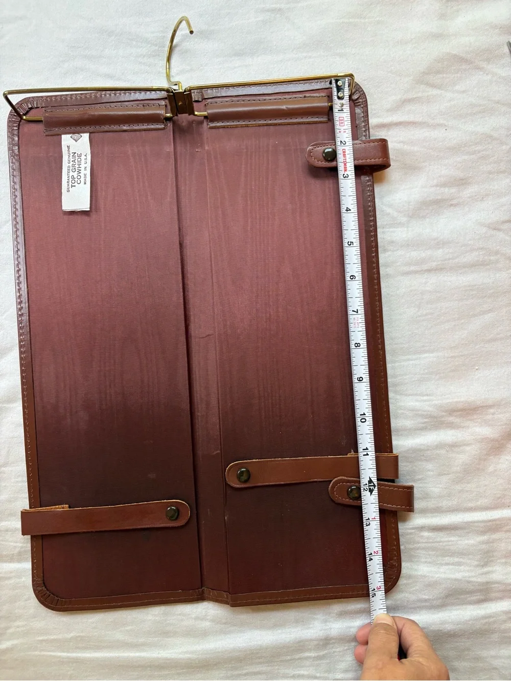 Vintage 1950s Leather Travel Tie Case Necktie Valet Cowhide Made USA